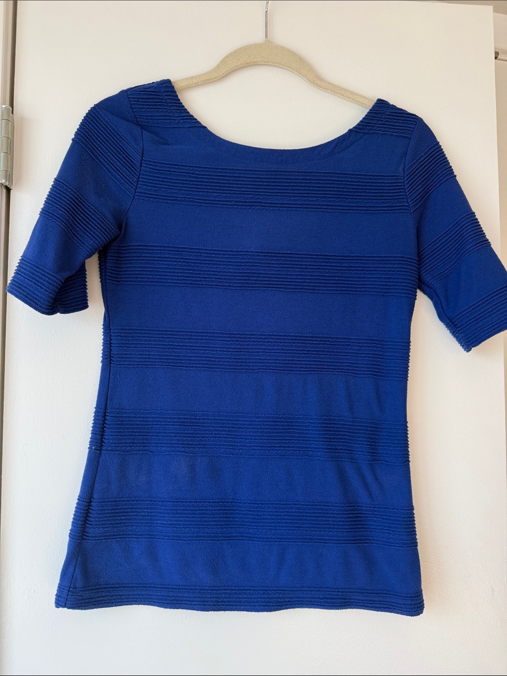Banana Republic Royal Blue Ribbed Short-Sleeve Top